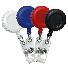 Load image into Gallery viewer, Round Plastic ID Badge Reel, Decorative Edge - Retractable Reels