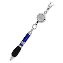 Load image into Gallery viewer, Chrome Retractable Reel Ballpoint Pen - Blue
