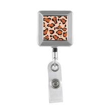 Load image into Gallery viewer, Leopard Printed - Chrome Square Badge Reel - Retractable Reels