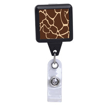 Load image into Gallery viewer, Animal Prints Black Square Plastic Badge Reel - Retractable Reels