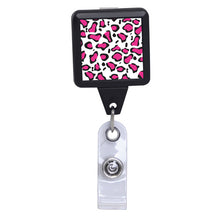 Load image into Gallery viewer, Animal Prints Black Square Plastic Badge Reel - Retractable Reels