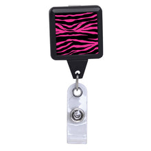 Load image into Gallery viewer, Animal Prints Black Square Plastic Badge Reel - Retractable Reels