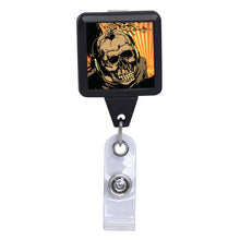 Load image into Gallery viewer, Radio Active Skull Black ID Badge reel - Retractable Reels