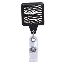 Load image into Gallery viewer, Animal Prints Black Square Plastic Badge Reel - Retractable Reels