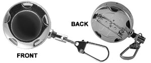 Chrome Metal Badge Reel, Safety Pin Backing and Clasp Holder