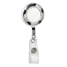 Load image into Gallery viewer, Chrome Metal ID Badge Reel with Half-Moon
