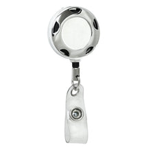 Load image into Gallery viewer, Chrome Metal ID Badge Reel with Half-Moon - Retractable Reels