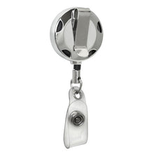 Load image into Gallery viewer, Chrome Metal ID Badge Reel with Half-Moon - Retractable Reels