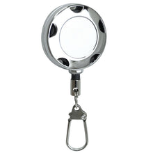 Load image into Gallery viewer, Chrome Metal Badge Reel, Safety Pin Backing and Clasp Holder - Retractable Reels