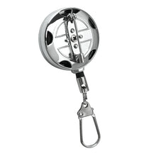 Load image into Gallery viewer, Chrome Metal Badge Reel, Safety Pin Backing and Clasp Holder - Retractable Reels