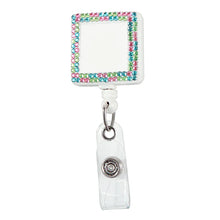 Load image into Gallery viewer, Square Plastic Badge Retractable Reel with Crystals - Retractable Reels