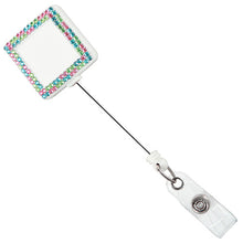 Load image into Gallery viewer, Square Plastic Badge Retractable Reel with Crystals
