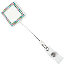 Load image into Gallery viewer, Square Plastic Badge Retractable Reel with Crystals - Retractable Reels