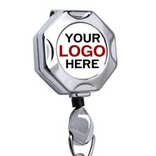 Load image into Gallery viewer, Chrome Octagon ID Retractable Badge Reel - Customizable
