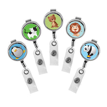 Load image into Gallery viewer, Cute Animals Series Mini Chrome ID Badge Reel - Retractable Reels