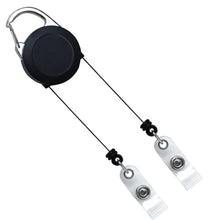 Load image into Gallery viewer, Carabiner ID Badge Reel with Double Strap Clips - Retractable Reels
