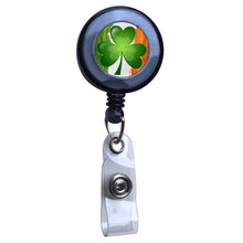 Load image into Gallery viewer, Irish Flag and Shamrock, Translucent ID Badge Reels - Retractable Reels