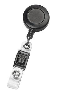 Plastic Badge Reel with pull apart belt clip, black