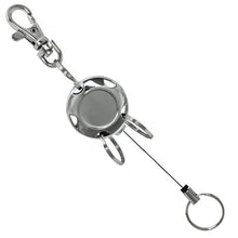 Load image into Gallery viewer, Metal Round Pull Key Reel with Three Split Rings and Metal Hook - Retractable Reels