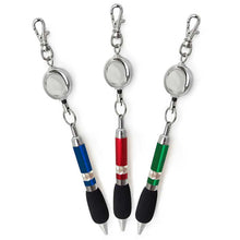 Load image into Gallery viewer, Chrome Retractable Reel Ballpoint Pen with Lobster Clasp Hook - Retractable Reels