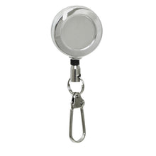 Load image into Gallery viewer, Small Round Metal Reel with Pin Clip and Metal Hook - Retractable Reels