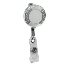 Load image into Gallery viewer, Chrome Round Dimpled Badge Reel, Alligator Back Clip - Retractable Reels