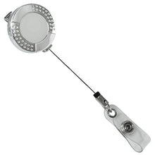 Load image into Gallery viewer, Chrome Round Dimpled Badge Reel, Alligator Back Clip - Retractable Reels