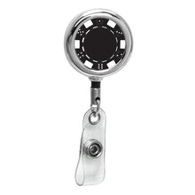 Load image into Gallery viewer, Black - Poker Chip Chrome Beveled ID Badge Reel
