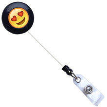 Load image into Gallery viewer, Love Emoji Black Plastic Badge Reel - Retractable Reels