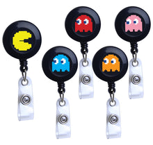 Load image into Gallery viewer, Nom Nom Nom... Retro Game Plastic Badge Reel Set - Retractable Reels