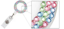 Load image into Gallery viewer, Plastic Badge Reel, Round with Crystals - Retractable Reels