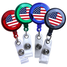 Load image into Gallery viewer, American Flag Translucent Plastic Badge Reel - Retractable Reels