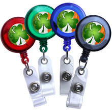 Load image into Gallery viewer, Irish Flag and Shamrock, Translucent ID Badge Reels - Retractable Reels