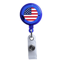 Load image into Gallery viewer, BLUE - American Flag Translucent Plastic Badge Reel - Retractable Reels