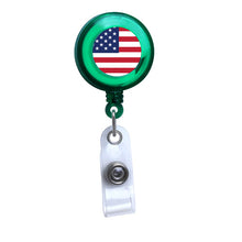 Load image into Gallery viewer, Green - American Flag Translucent Plastic Badge Reel
