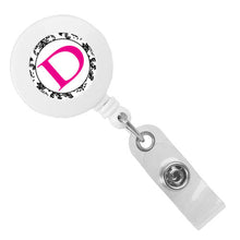 Load image into Gallery viewer, Monogram Letter Retractable ID Badge Reel - Retractable Reels