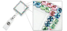 Load image into Gallery viewer, Square Plastic Badge Retractable Reel with Crystals - Retractable Reels