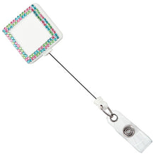 Load image into Gallery viewer, Keep Calm Nurse Square Plastic Badge Reel with Crystals - Retractable Reels
