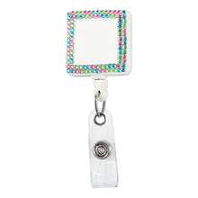 Load image into Gallery viewer, Nurse Bear Square Plastic Badge Reel with Crystals - Retractable Reels
