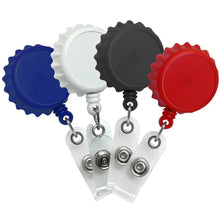 Load image into Gallery viewer, Plastic Bottle Cap Style ID Badge Reel - Retractable Reels