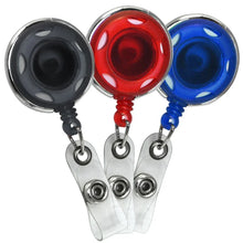 Load image into Gallery viewer, Translucent Plastic ID Badge Reel, Chrome finish, Accent holes - Retractable Reels