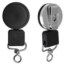 Load image into Gallery viewer, Heavy-Duty Retractable Reel, Black/Chrome and Metal Loop - Retractable Reels