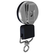 Load image into Gallery viewer, Heavy-Duty Retractable Reel, Black/Chrome and Metal Loop - Retractable Reels