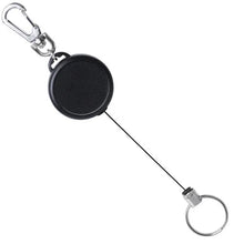 Load image into Gallery viewer, Round Pull Key Reel, with lobster claw clasp, split ring loop - Retractable Reels
