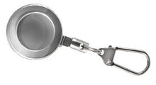 Load image into Gallery viewer, Small Round Metal Reel with Pin Clip and Metal Hook - Retractable Reels
