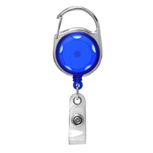 Load image into Gallery viewer, Translucent Carabiner Badge Reels, Chrome Finish, Accent Holes - Retractable Reels