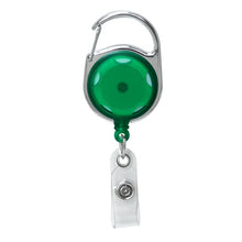 Load image into Gallery viewer, Translucent Carabiner Badge Reels, Chrome Finish, Accent Holes - Retractable Reels