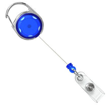 Load image into Gallery viewer, Translucent Carabiner Badge Reels, Chrome Finish, Accent Holes - Retractable Reels