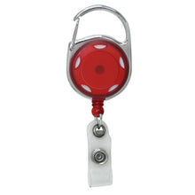 Load image into Gallery viewer, Translucent Carabiner Badge Reels, Chrome Finish, Accent Holes - Retractable Reels
