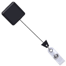 Load image into Gallery viewer, Black Square Plastic Badge Reel - Nylon Cord
